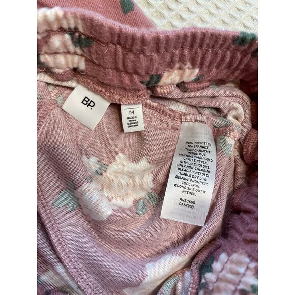 BP. By Nordstrom Floral Cozy Soft Pink Wide Leg Elastic Waist Lounge Pants Med - Picture 3 of 11
